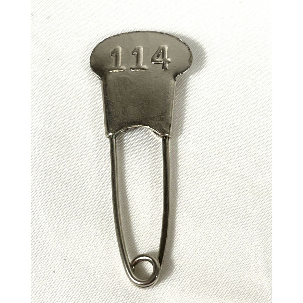 Vintage Large Utility Safety Pin Key Tag NO 114 Laundry Military Horse Blanket